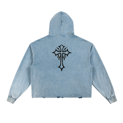 HYP3RX Frayed-Hem Hoodie